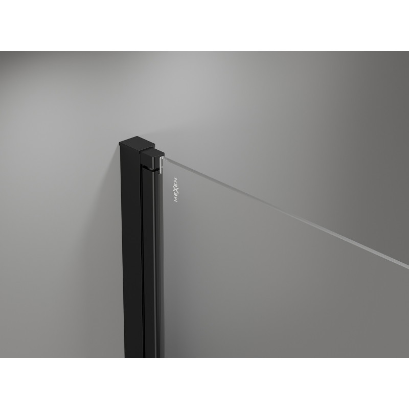 Mexen Mist paroi de baignoire à 2 vantaux, droite, 80 x 150 cm, cadre noir, noir - 8A9-080-002-70-70-P