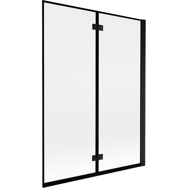 Mexen Mist paroi de baignoire à 2 volets droite 130 x 150 cm, cadre noir, noir - 8A9-130-002-70-70-P