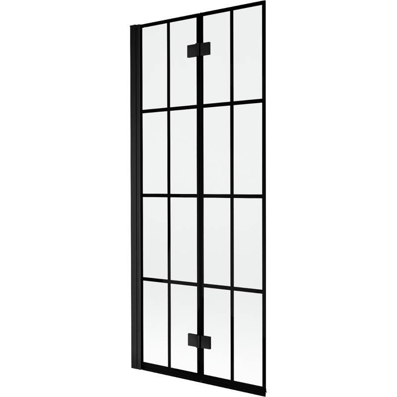 Mexen Mist paroi de baignoire 2 volets gauche 80 x 150 cm, grille noire, noir - 8A9-080-002-70-77-L