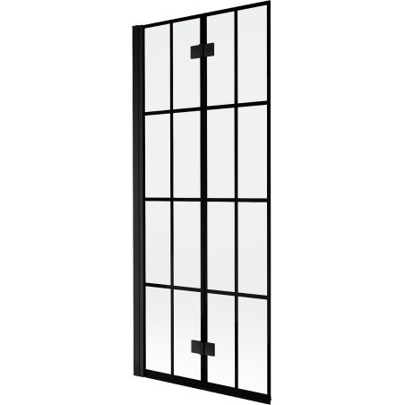 Mexen Mist paroi de baignoire 2 volets gauche 80 x 150 cm, grille noire, noir - 8A9-080-002-70-77-L