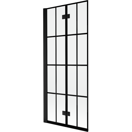 Mexen Mist paroi de baignoire à 2 volets gauche 80 x 150 cm, carreaux noirs, noir - 8A9-080-002-70-77-L