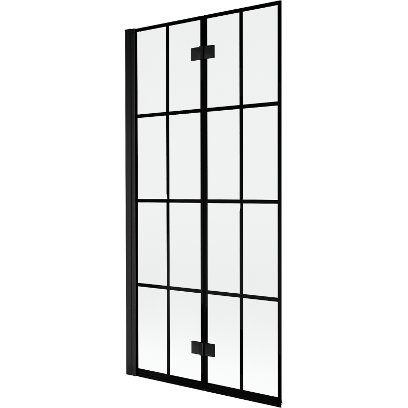 Mexen Mist paroi de baignoire à 2 volets gauche 90 x 150 cm, grille noire, noir - 8A9-090-002-70-77-L