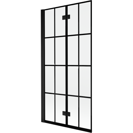 Mexen Mist paroi de baignoire à 2 volets gauche 90 x 150 cm, grille noire, noir - 8A9-090-002-70-77-L