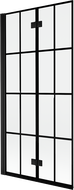 Mexen Mist paroi de baignoire à 2 volets gauche 90 x 150 cm, grille noire, noir - 8A9-090-002-70-77-L