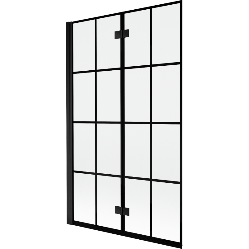 Mexen Mist paravent de baignoire 2 volets gauche 110 x 150 cm, grille noire, noir - 8A9-110-002-70-77-L
