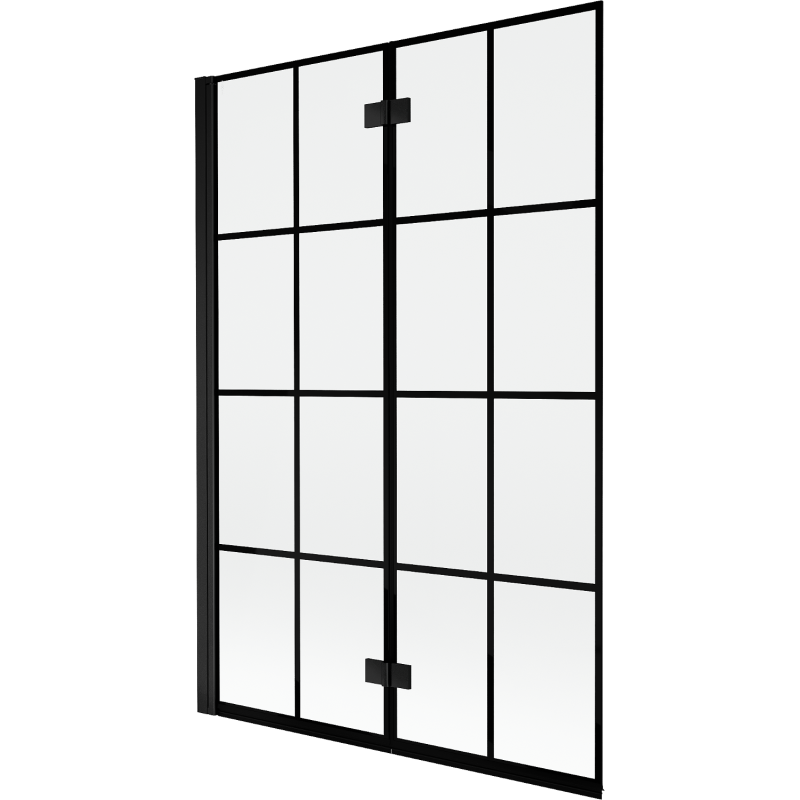 Paroi de baignoire 2 volets gauche Mexen Mist 120 x 150 cm, grille noire, noir - 8A9-120-002-70-77-L