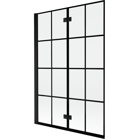 Paroi de baignoire 2 volets gauche Mexen Mist 120 x 150 cm, grille noire, noir - 8A9-120-002-70-77-L