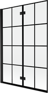 Paroi de baignoire 2 volets gauche Mexen Mist 120 x 150 cm, grille noire, noir - 8A9-120-002-70-77-L