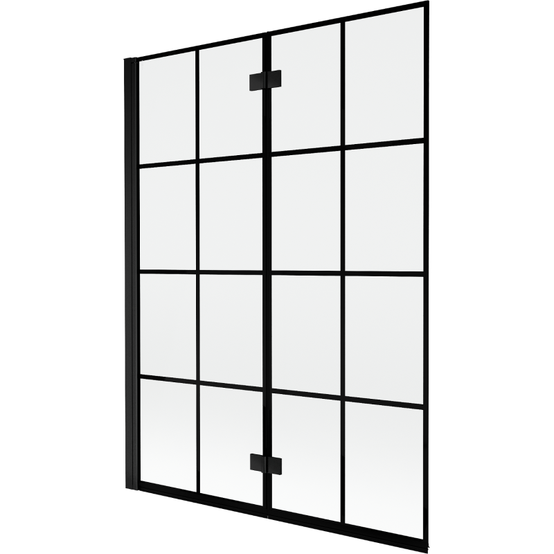 Mexen Mist paroi de baignoire pliante 2 volets gauche 130 x 150 cm, grille noire, noir - 8A9-130-002-70-77-L