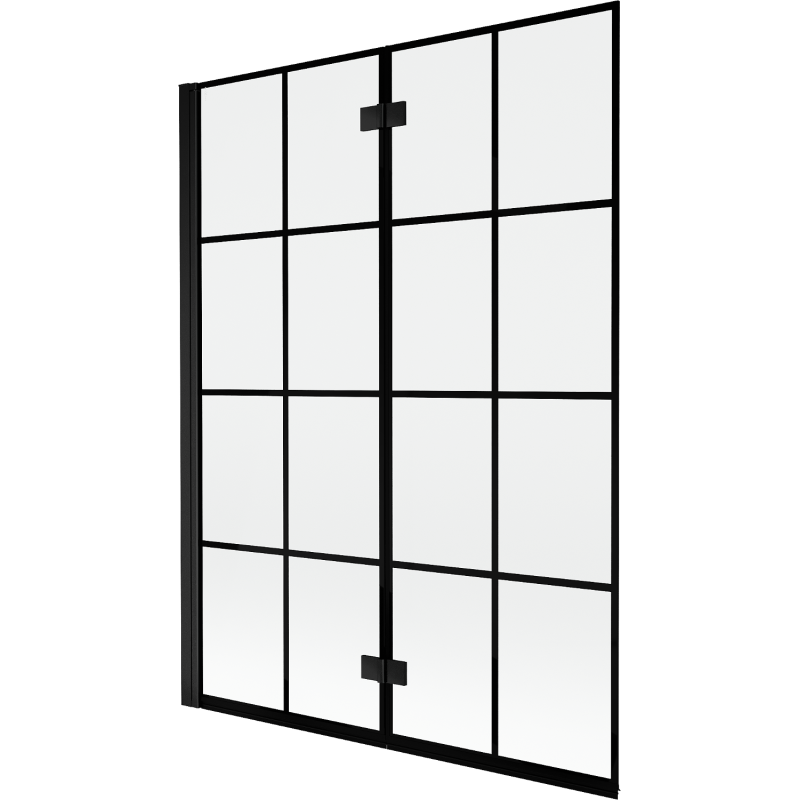 Paroi de baignoire à 2 volets gauche Mexen Mist 130 x 150 cm, grille noire, noire - 8A9-130-002-70-77-L