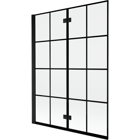 Paroi de baignoire à 2 volets gauche Mexen Mist 130 x 150 cm, grille noire, noire - 8A9-130-002-70-77-L