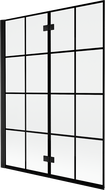 Paroi de baignoire à 2 volets gauche Mexen Mist 130 x 150 cm, grille noire, noire - 8A9-130-002-70-77-L