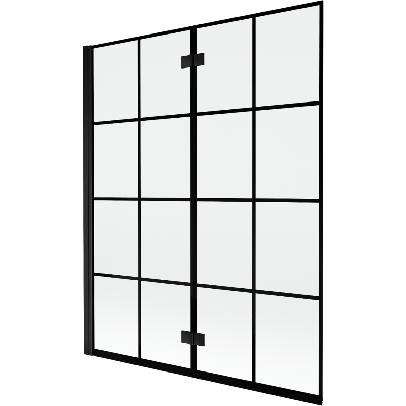 Mexen Mist paroi de baignoire 2 volets gauche 140 x 150 cm, grille noire, noir - 8A9-140-002-70-77-L