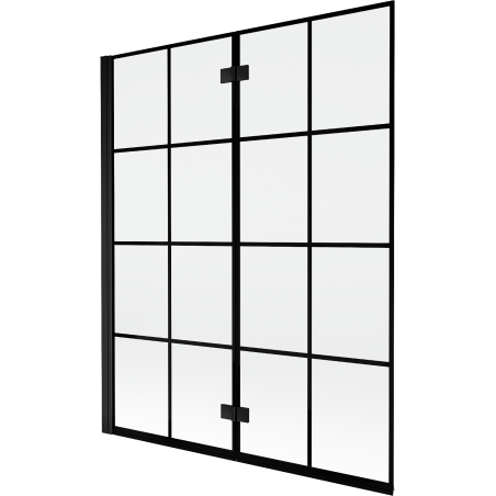 Mexen Mist paroi de baignoire 2 volets gauche 140 x 150 cm, grille noire, noir - 8A9-140-002-70-77-L