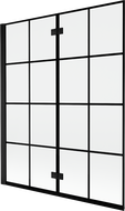 Mexen Mist paroi de baignoire 2 volets gauche 140 x 150 cm, grille noire, noir - 8A9-140-002-70-77-L