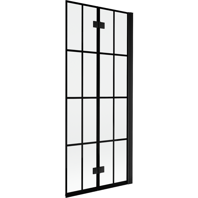 Pare-douche Mexen Mist 2 volets droit 80 x 150 cm, grille noire, noir - 8A9-080-002-70-77-P