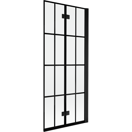Pare-douche Mexen Mist 2 volets droit 80 x 150 cm, grille noire, noir - 8A9-080-002-70-77-P