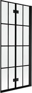 Pare-douche Mexen Mist 2 volets droit 80 x 150 cm, grille noire, noir - 8A9-080-002-70-77-P