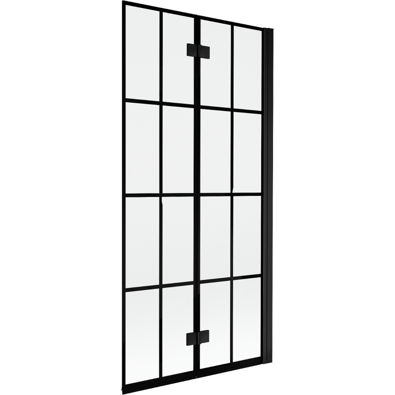 Paroi de bain Mexen Mist 2 volets droite 90 x 150 cm, grille noire, noir - 8A9-090-002-70-77-P