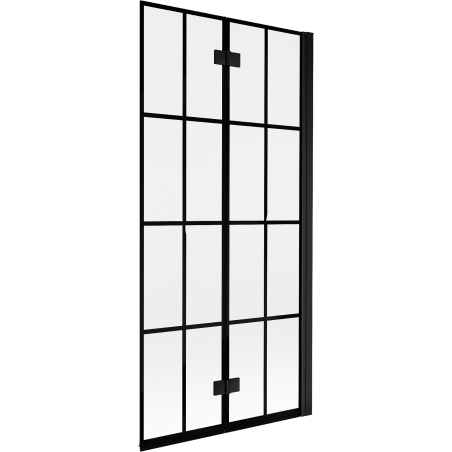 Paroi de bain Mexen Mist 2 volets droite 90 x 150 cm, grille noire, noir - 8A9-090-002-70-77-P