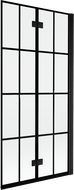 Paroi de bain Mexen Mist 2 volets droite 90 x 150 cm, grille noire, noir - 8A9-090-002-70-77-P