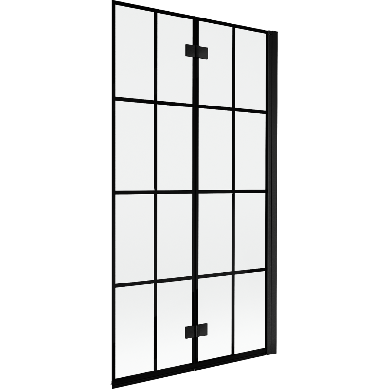 Paroi de douche Mexen Mist 2 volets droite 100 x 150 cm, grille noire, noir - 8A9-100-002-70-77-P