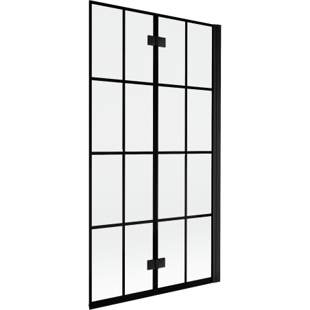 Paroi de douche Mexen Mist 2 volets droite 100 x 150 cm, grille noire, noir - 8A9-100-002-70-77-P