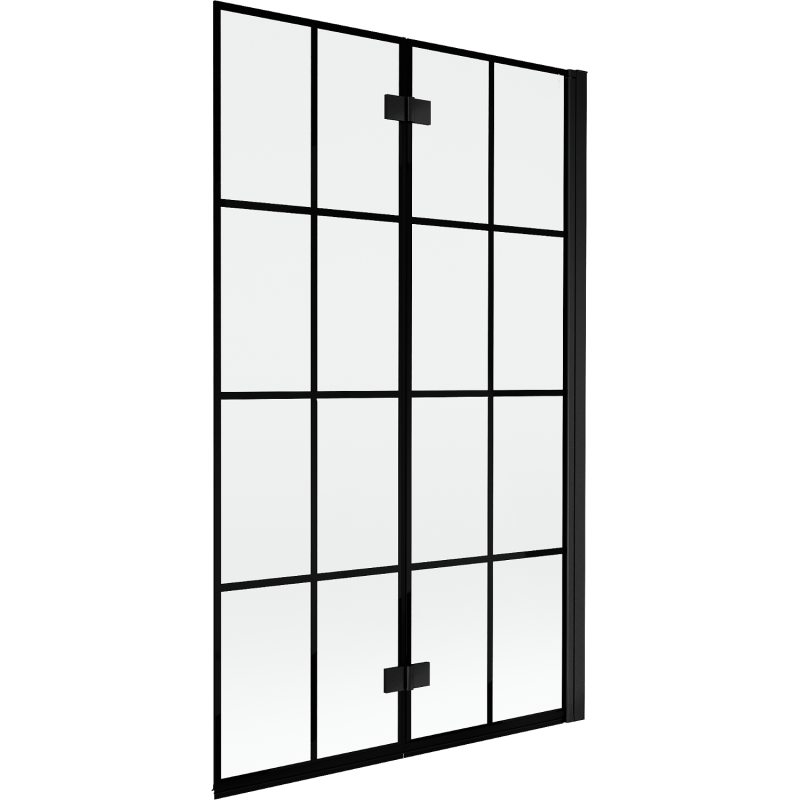 Mexen Mist paroi de baignoire 2 volets droite 110 x 150 cm, grille noire, noir - 8A9-110-002-70-77-P