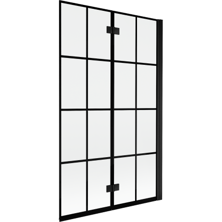 Mexen Mist paroi de baignoire 2 volets droite 110 x 150 cm, grille noire, noir - 8A9-110-002-70-77-P