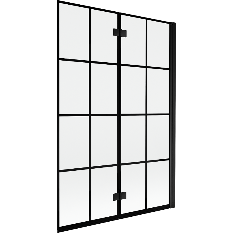 Paroi de baignoire Mexen Mist à 2 volets droite 120 x 150 cm, grille noire, noir - 8A9-120-002-70-77-P