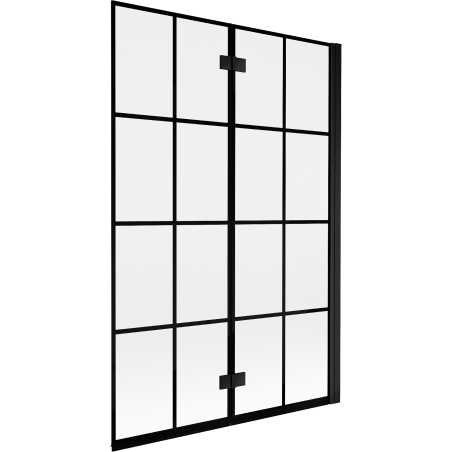 Paroi de baignoire Mexen Mist à 2 volets droite 120 x 150 cm, grille noire, noir - 8A9-120-002-70-77-P