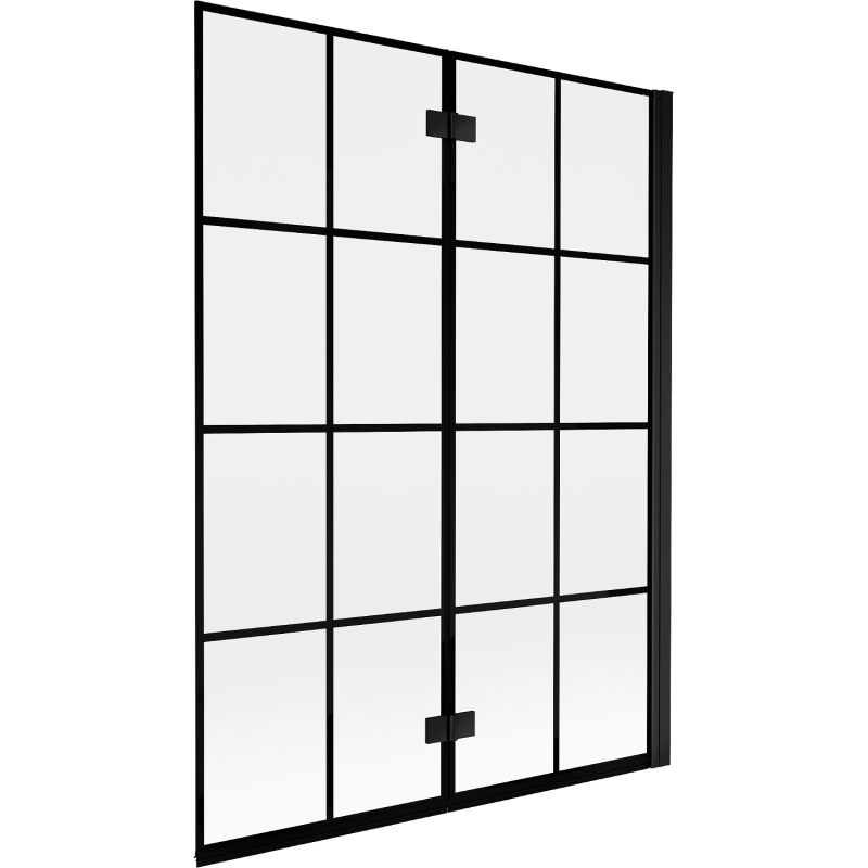 Mexen Mist paroi de baignoire 2 volets droit 130 x 150 cm, grille noire, noir - 8A9-130-002-70-77-P