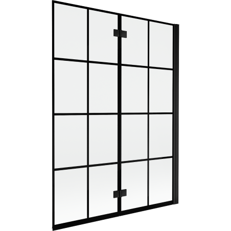 Mexen Mist paroi de baignoire 2 volets droit 130 x 150 cm, grille noire, noir - 8A9-130-002-70-77-P