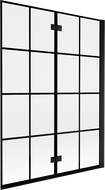 Mexen Mist paroi de baignoire 2 volets droite 130 x 150 cm, grille noire, noir - 8A9-130-002-70-77-P