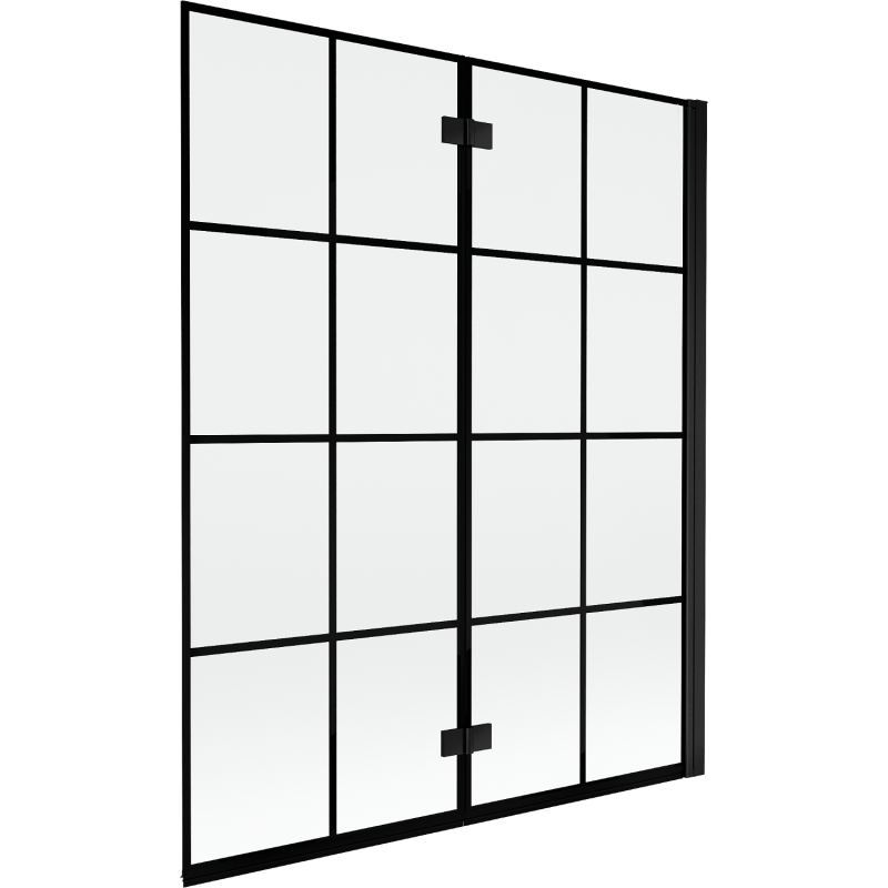 Mexen Mist paroi de baignoire à 2 volets droite 140 x 150 cm, grille noire, noir - 8A9-140-002-70-77-P