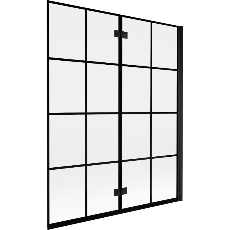 Mexen Mist paroi de baignoire pliante 2 volets droit 140 x 150 cm, grille noire, noir - 8A9-140-002-70-77-P