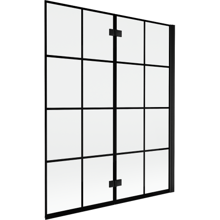 Mexen Mist paroi de baignoire à 2 volets droite 140 x 150 cm, grille noire, noir - 8A9-140-002-70-77-P