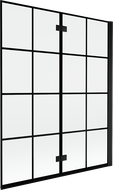 Mexen Mist paroi de baignoire à 2 volets droite 140 x 150 cm, grille noire, noir - 8A9-140-002-70-77-P