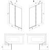 Mexen Mist paroi de douche 2 volets 140 x 150 cm, transparent, or brossé - 8A9-140-011-55-00