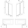 Mexen Mist paroi de douche 2 volets gauche 130 x 150 cm, cadre noir, noir - 8A9-130-011-70-70-L