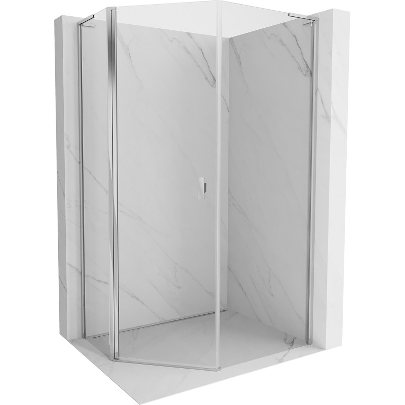 Mexen Mist L cabine de douche pentagonale asymétrique avec porte battante 80 x 90 cm, transparent, chromé - 8A8L-080-090-01-00