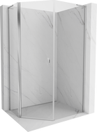 Mexen Mist L cabine de douche pentagonale asymétrique pivotante 80 x 90 cm, transparente, chrome - 8A8L-080-090-01-00