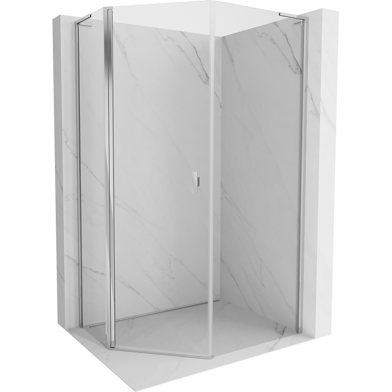Mexen Mist L cabine de douche pentagonale asymétrique pivotante 90 x 100 cm, transparent, chromé - 8A8L-090-100-01-00