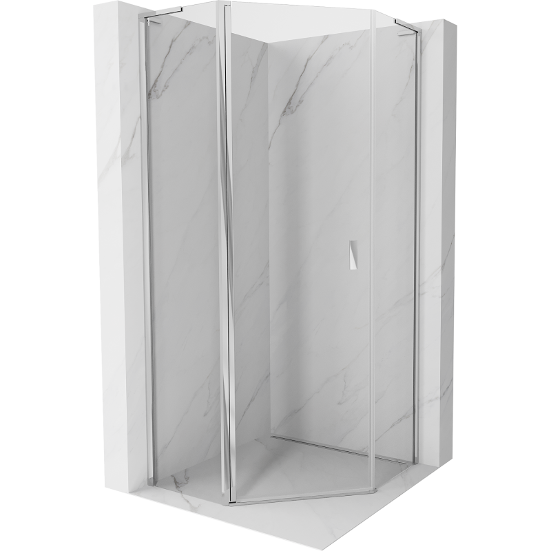 Mexen Mist L cabine de douche pentagonale pivotante 100 x 100 cm, transparent, chrome - 8A8L-100-100-01-00