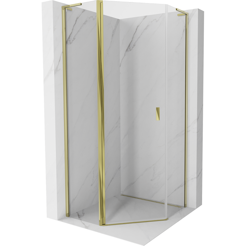 Mexen Mist L cabine de douche pentagonale pivotante 90 x 90 cm, transparent, or - 8A8L-090-090-50-00
