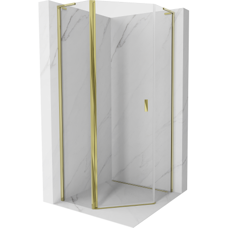 Mexen Mist L cabine de douche pentagonale pivotante 90 x 90 cm, transparent, or - 8A8L-090-090-50-00
