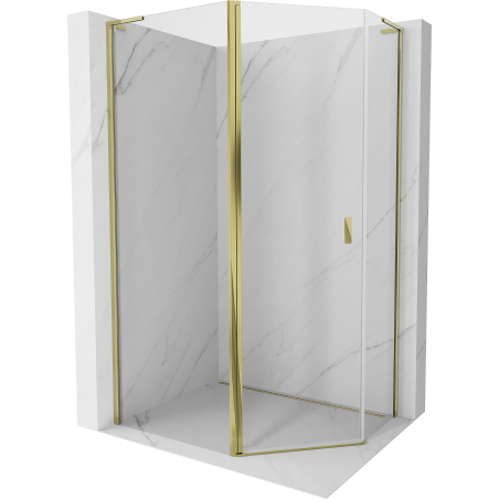 Mexen Mist L cabine de douche pentagonale asymétrique pivotante 100 x 90 cm, transparent, or - 8A8L-100-090-50-00