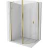 Mexen Mist L cabine de douche pentagonale asymétrique pivotante 100 x 90 cm, transparent, or - 8A8L-100-090-50-00