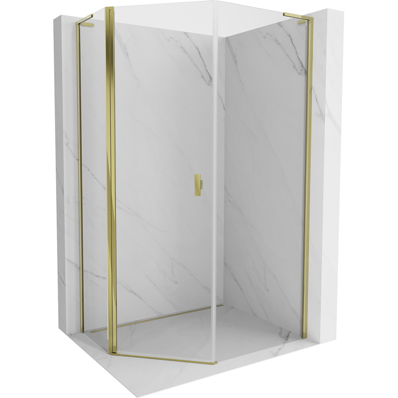Cabine de douche pentagonale asymétrique Mexen Mist L 80 x 100 cm, transparente, or - 8A8L-080-100-50-00