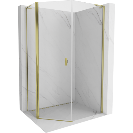 Mexen Mist L cabine de douche pentagonale asymétrique pivotante 80 x 100 cm, transparent, dorée - 8A8L-080-100-50-00
